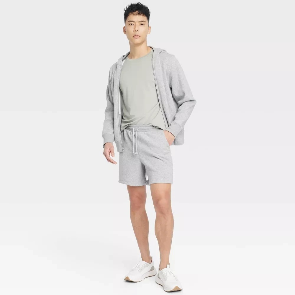 Men's 6" Fleece Jogger Shorts Heathered Gray Size‎ S – All In Motion